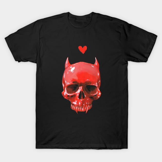 Ansekenamun - Red Skull T-Shirt by Ansekenamun